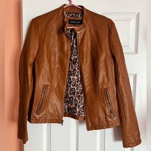 Black Rivet caramel leather jacket, with pockets